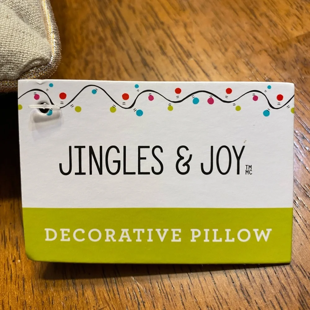 Jingles and joy embellished Christmas pillow. 12 x 12. NWT